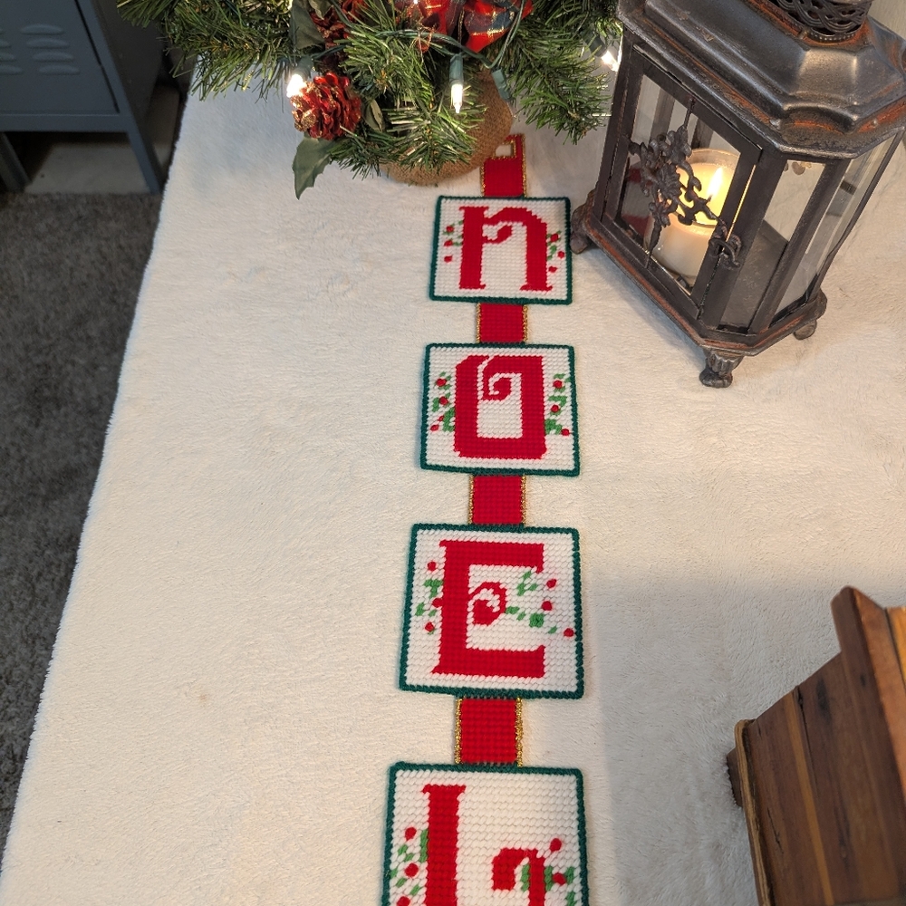 Vintage Noel Wall Hanging Cross Stitch Christmas Decor